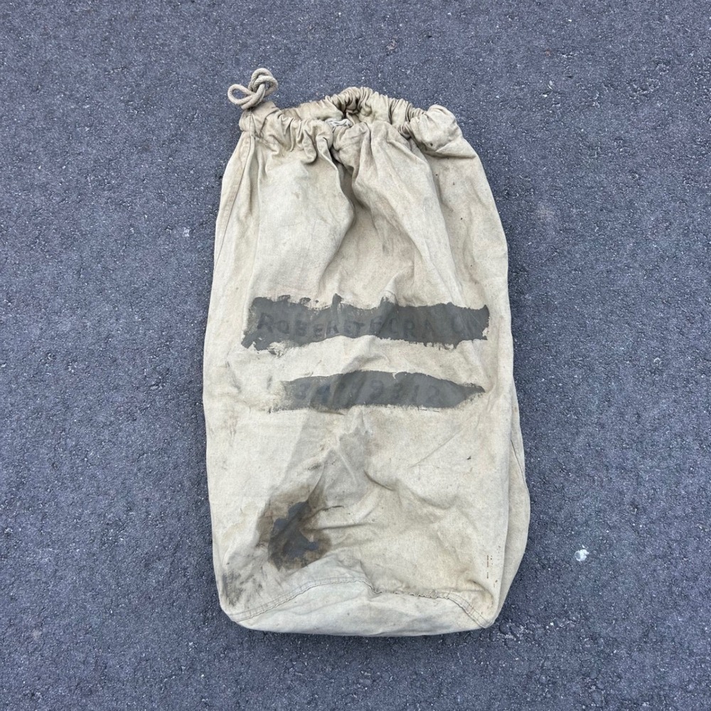 Vintage Military Canvas Duffle Bag Khaki Tan Stenciled Drawstring Sea Bag USA - Picture 1 of 11